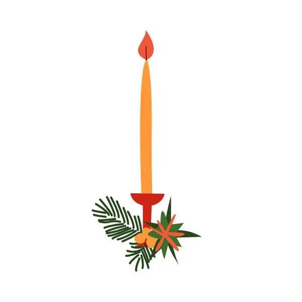 Κερί Για Χριστούγεννα Την Χόλι Ρεντ Μπέρι Διάνυσμα Χριστούγεννα Διακόσμηση — Διανυσματικό Αρχείο