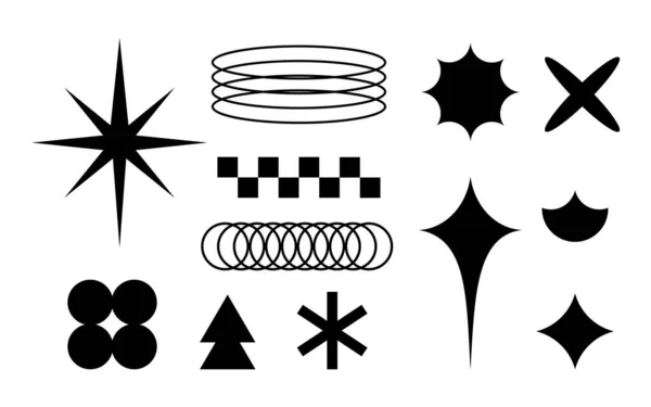 Figuras Básicas Vectoriales Elementos Gráficos Formas Geométricas Conjunto Futurista Retro — Archivo Imágenes Vectoriales