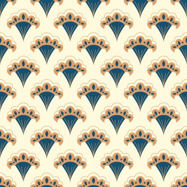Art Deco stilinde kusursuz desen. Duvar kağıdı, tekstil, kumaş, ev dekorasyonu için çiçek arkaplanı.