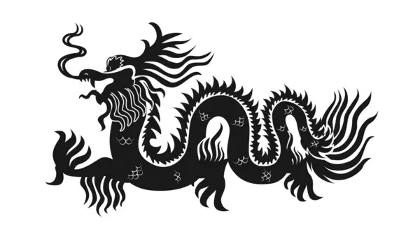Silhouette Dragon Chinois 2024 Nouvel Signe Zodiaque Dragon Asiatique Traditionnel — Image vectorielle