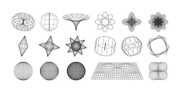 Conjunto Elementos Retrofuturistas Figuras Básicas Vectoriales Elementos Gráficos Formas Geométricas Ilustración de stock