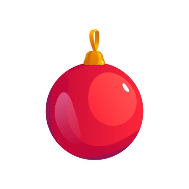 Noel kırmızı topu izole edildi. Noel süsü. Çizgi film Biçiminde Vektör illüstrasyonu.