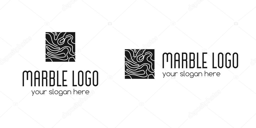 Modern Marble Logo. Line Art for Shop and Business. Vector Illustration.