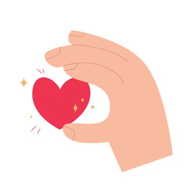 Kalbi Tutan Eller. Sağlık Hizmetleri Sembolü. İnsanlara Sevgi Ver ve Paylaş Konsepti. Vektör Düz illüstrasyon.