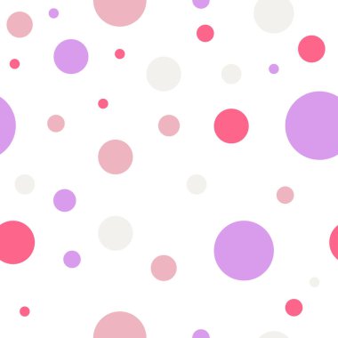 Renkli Noktalı Bahar Kusursuz Deseni. Unneven Pastel Renkli Polka Nokta Tasarımı. Vektör İllüstrasyonu.