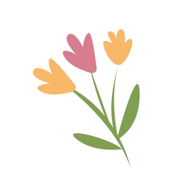 Bahar Buketi. Düz Vektör İllüstrasyonu.