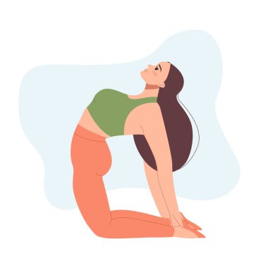 Yoga Asanas. Yoga Poz Alıştırması, Esneme, Spor Sporu ve Egzersiz Yapan Genç Kadın. Sağlıklı Yaşam Tarzı kavramı. Düz Vektör Resimleri Şeffaf Arkaplanda İzole Edildi.