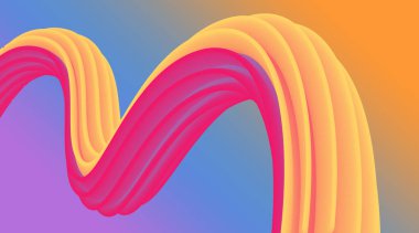 Modern Renkli Akış Posteri. Dalga Sıvısı 3D Tasarım Arkaplanı. Soyut Kapak Şablonu. Vektör İllüstrasyonu.