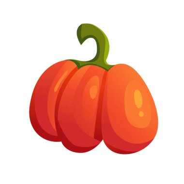 Beyaz Arkaplan 'da izole edilmiş bir portakal kabağı. Sonbahar Hasat Kabakları. Organik yiyecekler. Çizgi film Biçiminde Vektör Sebze İllüstrasyonu.