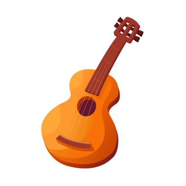 Akustik gitar izole edilmiş. Çizgi film tarzında vektör illüstrasyonu.