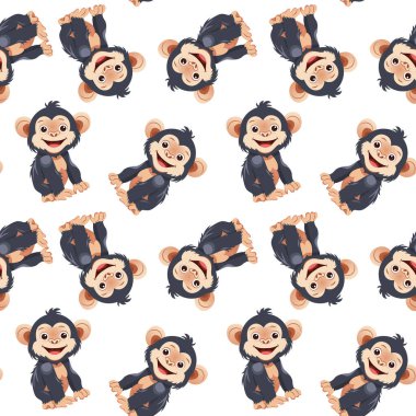 Çocuklar sevimli hayvan desenleri. Çocuksu maymun. Vektör illüstrasyonu.