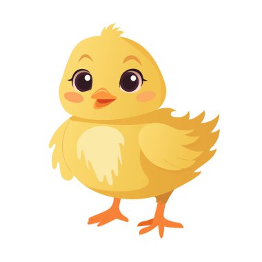 Küçük sevimli Kawaii pilici. Çocuksu tasarım. Mutlu Paskalyalar. Düz vektör çizimi mutlu piliç.