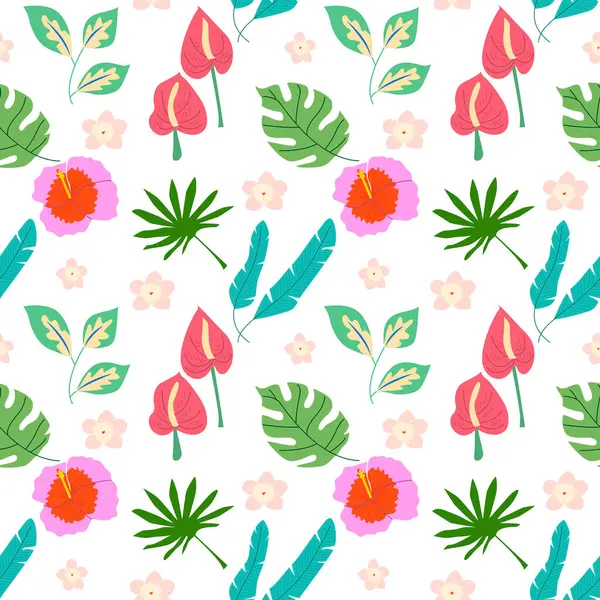 Kusursuz tropikal desen. Parlak yaz geçmişi. Vektör İllüstrasyonu.