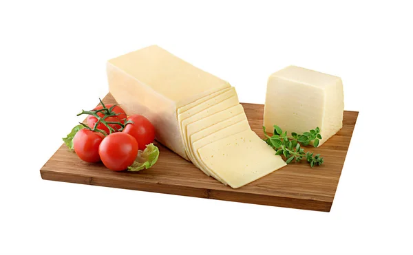 Gouda Edam Peyniri Dilimler Kesme Yolu — Stok fotoğraf