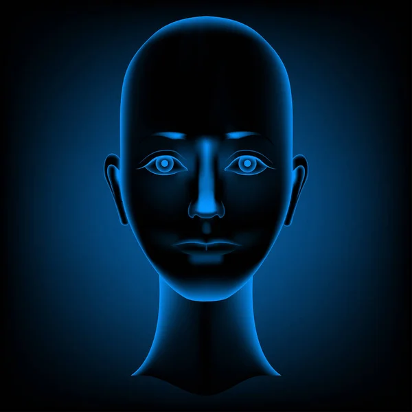 在X光照射下的秃头 脸泛着蓝色 矢量说明 — 图库矢量图片