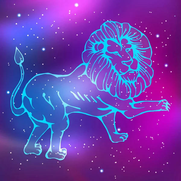 Constellation Lion Animaux Mythologiques Zodiaque Modèle Minimaliste Avec Des Lignes — Image vectorielle