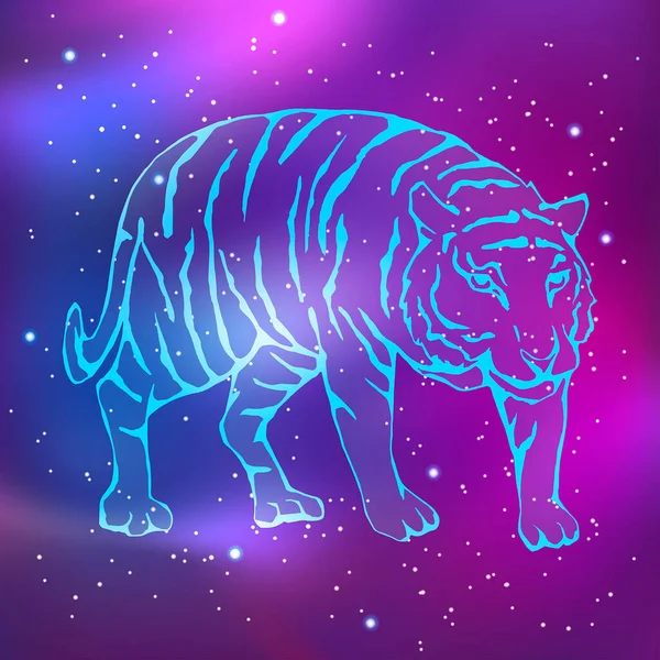 Tygrys Konstelacji Wschodni Horoskop Zodiakalne Zwierzęta Ilustracja Wektora — Wektor stockowy