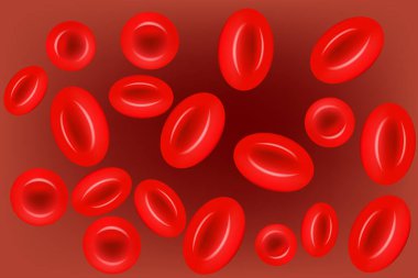 Eritrositler. Kırmızı kan hücreleri. Mikroskop altında görüntü. İnsan kanının bileşimi. Vektör illüstrasyonu.