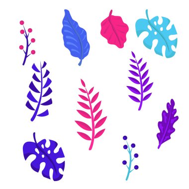 Tasarım için renkli yapraklar. elementler kümesi.