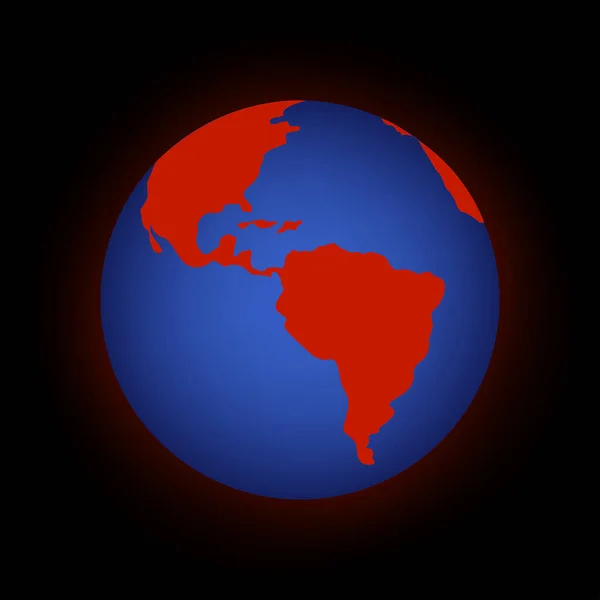 Globo Azul Com Continentes Vermelhos Desastre Natural Catástrofe Global Ilustração — Vetor de Stock