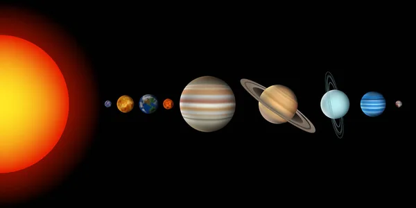 Planeten Van Het Zonnestelsel Parade Van Planeten Mars Mercurius Aarde — Stockvector