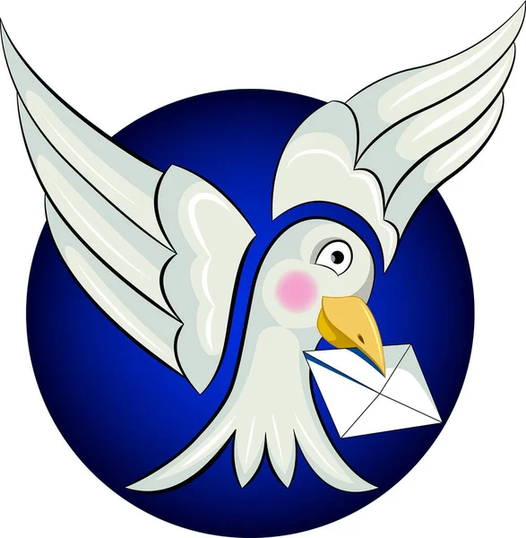 Weiße Taube Mit Einem Umschlag Schnabel Logo Für Schnelle Lieferung — Stockvektor