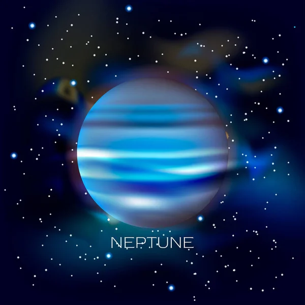 Planeta Neptuno Sobre Fondo Del Espacio Exterior Con Estrellas Polvo — Vector de stock