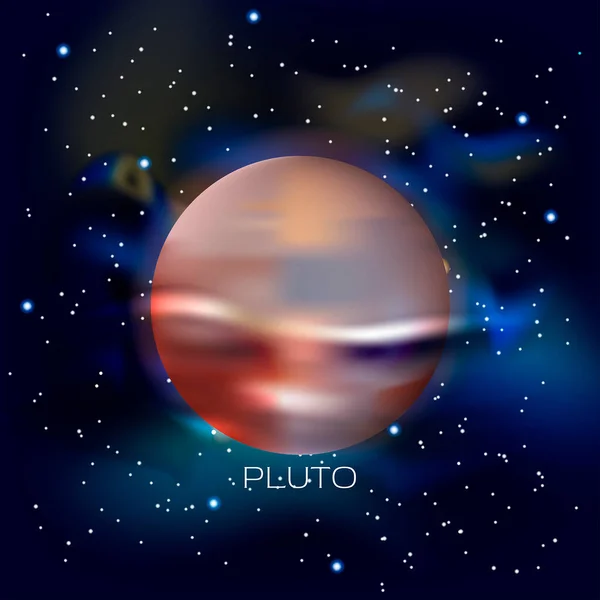 冥王星行星在有星星和宇宙尘埃的外层空间背景下 矢量说明 — 图库矢量图片