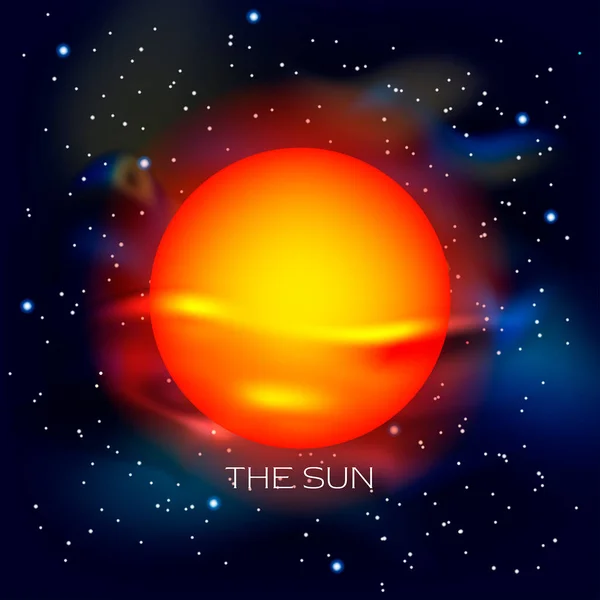 Gwiazda Słońca Tle Przestrzeni Kosmicznej Gwiazdami Pyłem Kosmicznym Ilustracja Wektora — Wektor stockowy