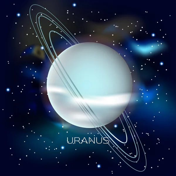Planeten Uranys Mot Bakgrund Yttre Rymden Med Stjärnor Och Kosmiskt — Stock vektor