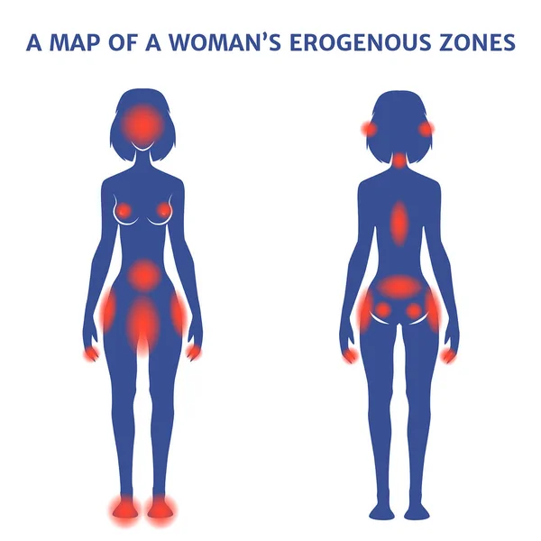 Erogenous Zones Woman Figure Girl Marks Vector Illustration — Stock Vector