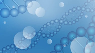 Soyut mavi arkaplan ve DNA zinciri. Vektör illüstrasyonu