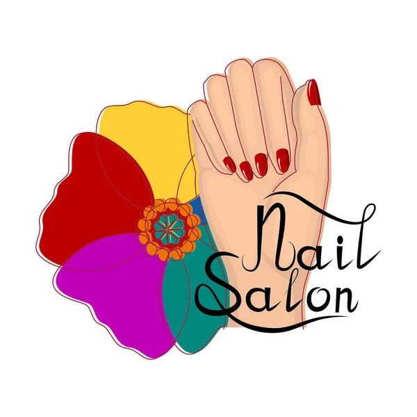 Background Postcard Banner Manicure Studio Women Red Nails Vector Illustration — Stock Vector