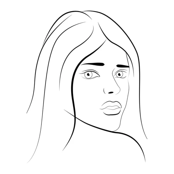 Illustration Ligne Noire Fille Avec Cou Tourné Lèvres Séparées — Image vectorielle