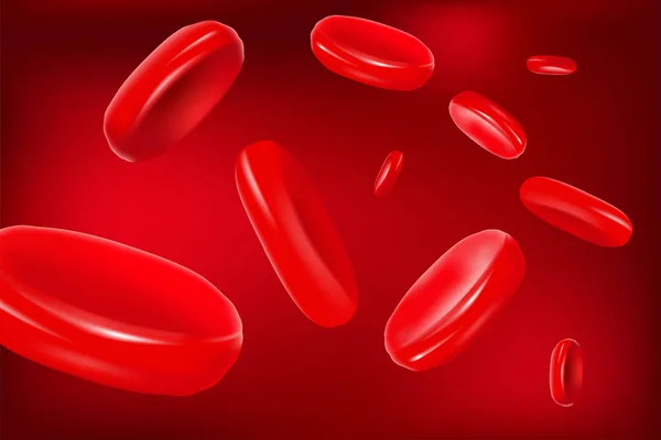 Fondo Rojo Con Flujo Eritrocitos Plasma Células Sanguíneas Realistas Ilustración — Vector de stock