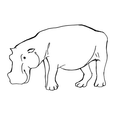 Bigimot silueti tam gelişim gösteriyor. Yan görüş. Siyah çizgiler, keçeli kalemler, çizgi sanatı. Vektör illüstrasyonu