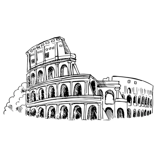 Roma Kolezyumu Siyah Çizgiler Keçeli Kalemler Çizgi Sanatı Vektör Illüstrasyonu — Stok Vektör