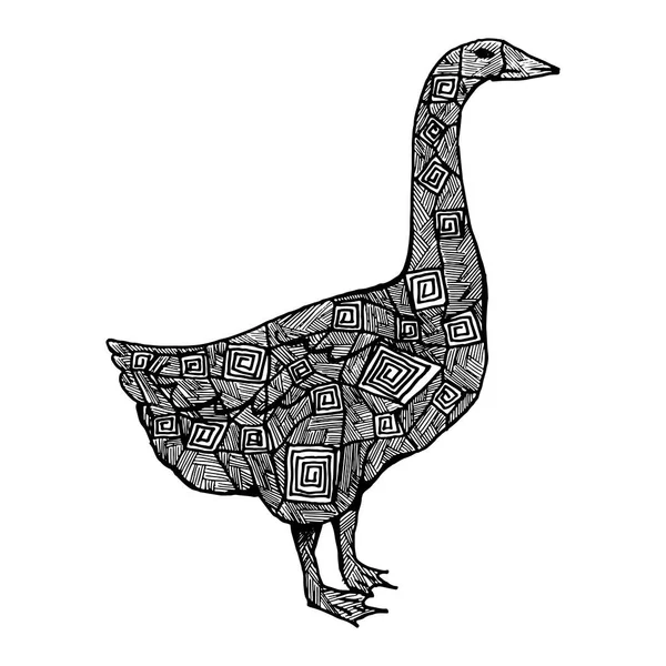 Goose Zintagl Style Ethnically Stylized Bird Vector Illustration — Stock Vector