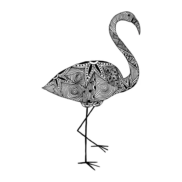 Flamingo Zintagl Stil Handzeichnen Vektorillustration — Stockvektor