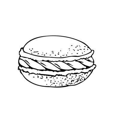 Makarna çizimi. Menü ya da kahve dükkanı tasarımı için içecek tasarımı. Çizgi çalışması. Vektör illüstrasyonu