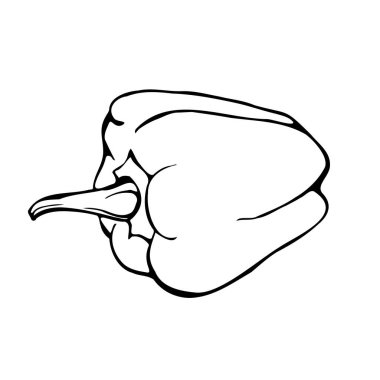 Dolmalık biberin siyah silueti. Zehir çizimi. Vektör illüstrasyonu