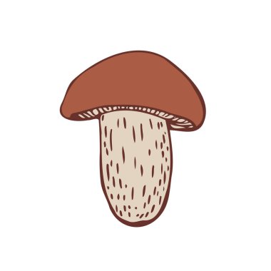 Kahverengi mantar. Minimalist çizim. Vektör illüstrasyonu