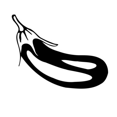 Patlıcan çizimi. Etiket, logo, simge. Asgari illüstrasyon