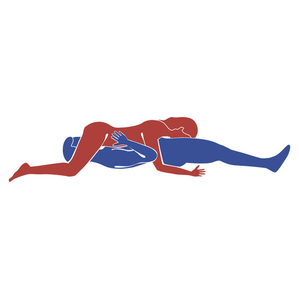 Sexual position, kama sutra. Woman on top, oral sex. Cunnilingus and blowjob. Flat vector illustration