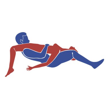 Kamasutra pose. Oral sex, cunnilingus. Vector illustration