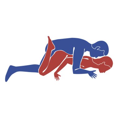 Ayakta Kama Sutra pozu. Arkadan seks, köpek stili. vektör illüstrasyonu