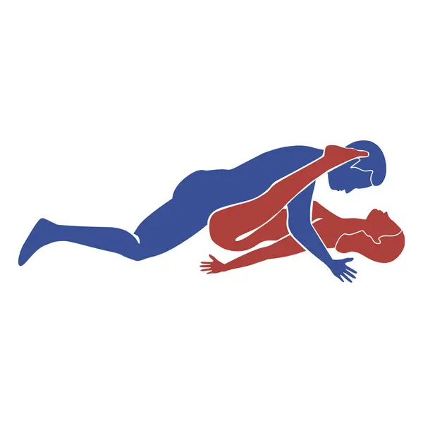 stock vector Kamasutra pose. Sex in the missionary position. The woman has her legs raised. vector illustration