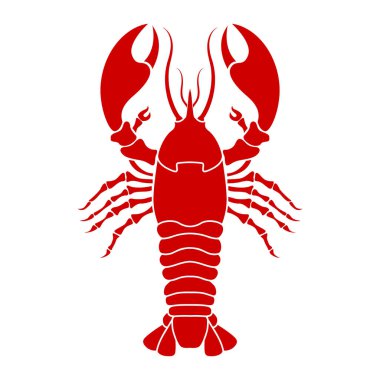 Kırmızı ıstakoz. Minimalist çıkartma, logo ya da simge. Vektör illüstrasyonu