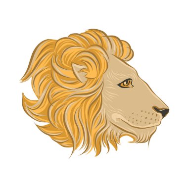 Aslan resmi gibi bir kafa, profil. Vektör illüstrasyonu
