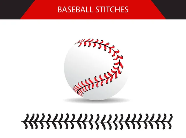 Stitches Beisebol Fundo Branco Design Vetorial — Vetor de Stock